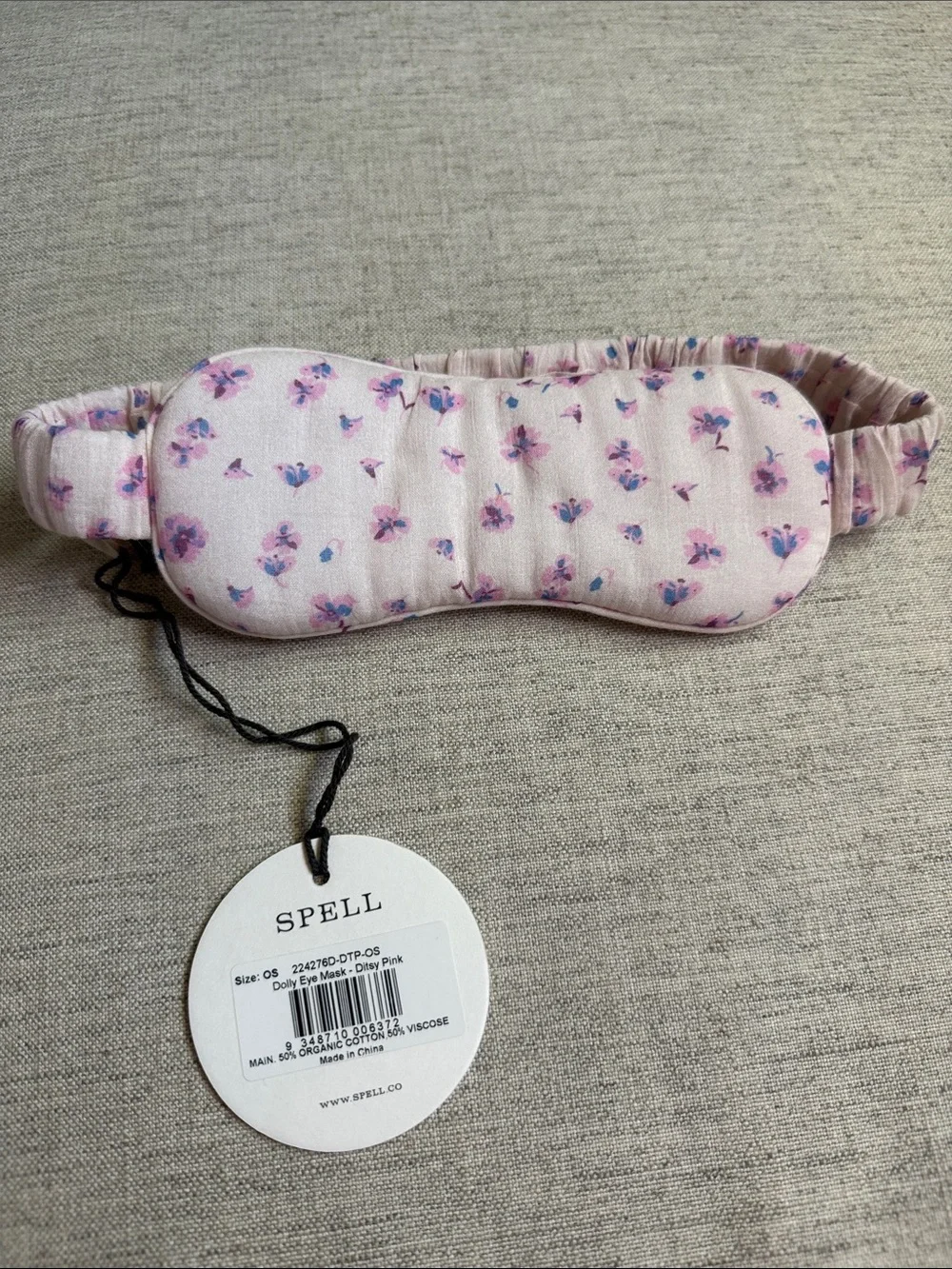 Spell Pink Floral Sleep Mask with Elastic Strap